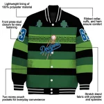 personalized los angeles dodgers clover green lines green black varsity jacket best selling