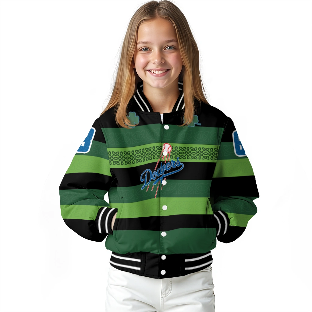 personalized los angeles dodgers clover green lines green black varsity jacket top rated personalized los angeles dodgers clover green lines green black varsity jacket top rated