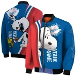 personalized los angeles dodgers snoopy head blue bomber jacket best selling