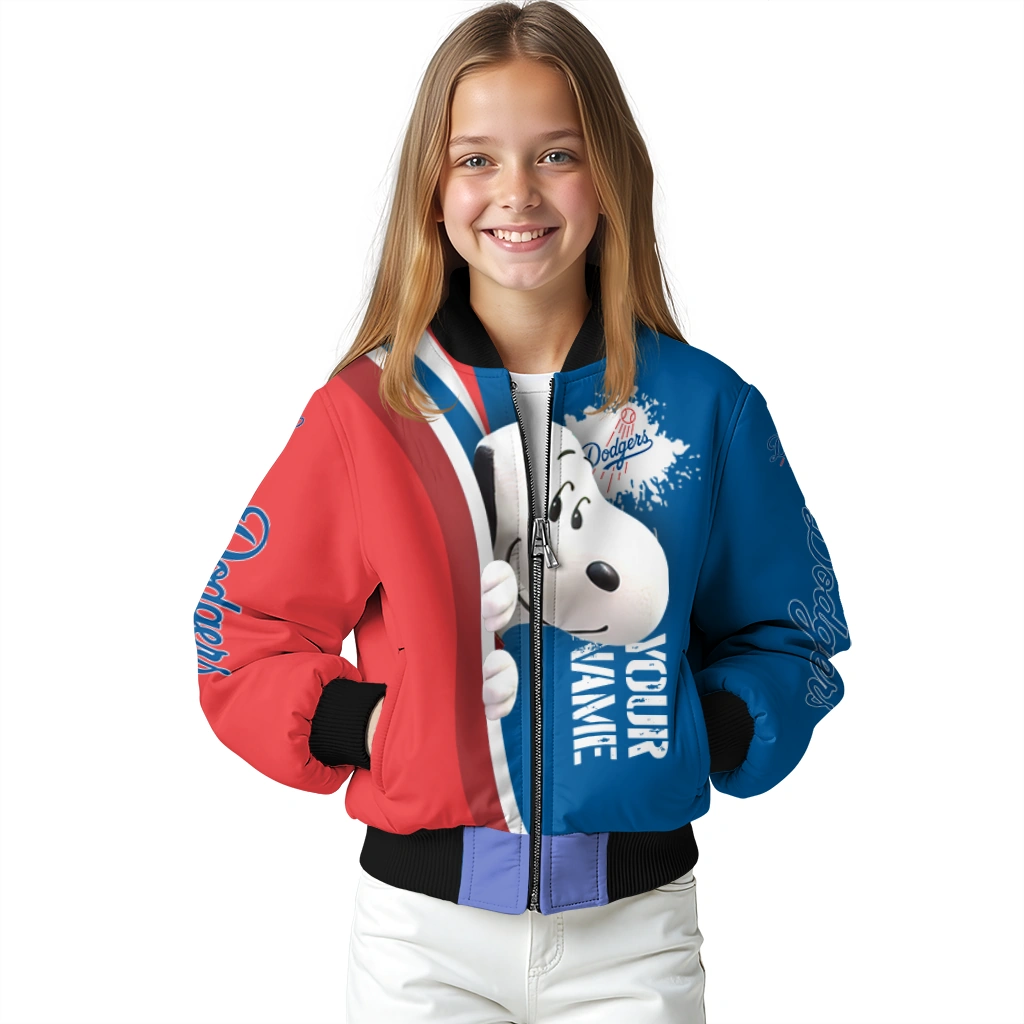 personalized los angeles dodgers snoopy head blue bomber jacket top rated personalized los angeles dodgers snoopy head blue bomber jacket top rated