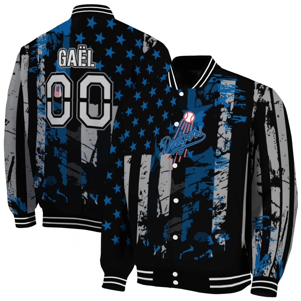 personalized los angeles dodgers star stripes blue black varsity jacket fashion forward personalized los angeles dodgers star stripes blue black varsity jacket fashion forward