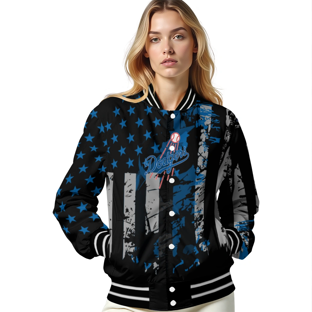 personalized los angeles dodgers star stripes blue black varsity jacket latest model personalized los angeles dodgers star stripes blue black varsity jacket latest model