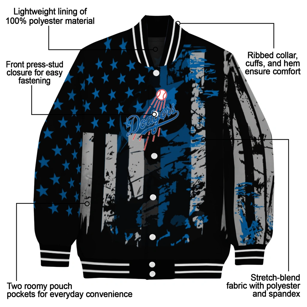 personalized los angeles dodgers star stripes blue black varsity jacket new arrival personalized los angeles dodgers star stripes blue black varsity jacket new arrival