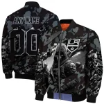 personalized los angeles kings skull horde black bomber jacket best selling