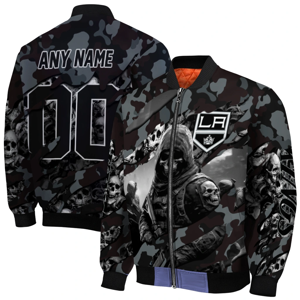 personalized los angeles kings skull horde black bomber jacket best selling personalized los angeles kings skull horde black bomber jacket best selling