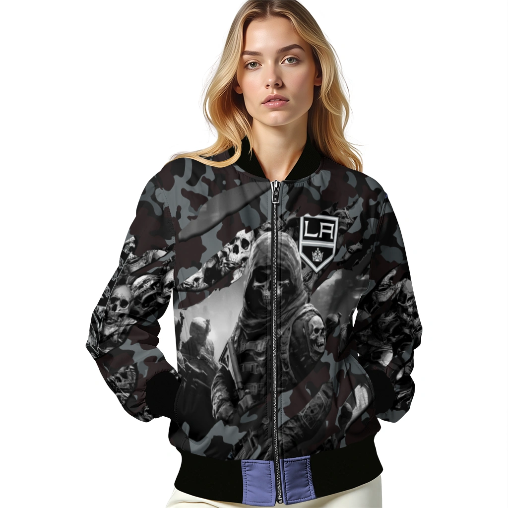 personalized los angeles kings skull horde black bomber jacket latest model personalized los angeles kings skull horde black bomber jacket latest model
