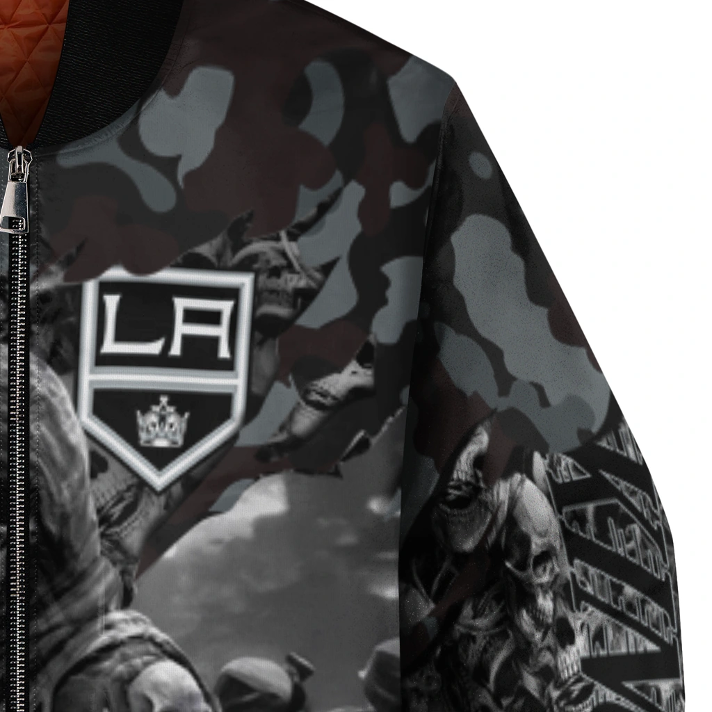 personalized los angeles kings skull horde black bomber jacket premium grade personalized los angeles kings skull horde black bomber jacket premium grade