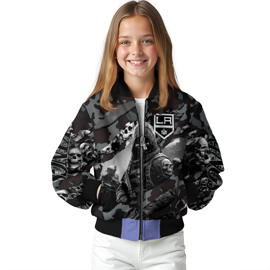 personalized los angeles kings skull horde black bomber jacket top rated personalized los angeles kings skull horde black bomber jacket top rated