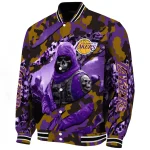 personalized los angeles lakers skull horde purple varsity jacket best selling