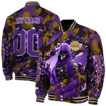 personalized los angeles lakers skull horde purple varsity jacket best selling