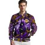 personalized los angeles lakers skull horde purple varsity jacket best selling