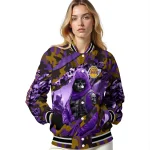 personalized los angeles lakers skull horde purple varsity jacket best selling