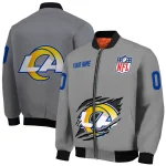personalized los angeles rams claw marking grey bomber jacket best selling