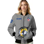personalized los angeles rams claw marking grey bomber jacket best selling