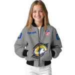 personalized los angeles rams claw marking grey bomber jacket best selling
