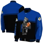 personalized los angeles rams groot football blue black varsity jacket best selling