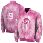 personalized los angeles rams pink tie dye pink varsity jacket best selling