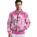 personalized los angeles rams pink tie dye pink varsity jacket best selling