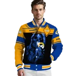 personalized los angeles rams reaper hands blue black varsity jacket best selling
