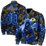 personalized los angeles rams skull horde blue varsity jacket best selling