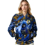 personalized los angeles rams skull horde blue varsity jacket best selling