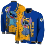 personalized los angeles rams stitch laughing blue varsity jacket best selling