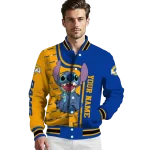 personalized los angeles rams stitch laughing blue varsity jacket best selling