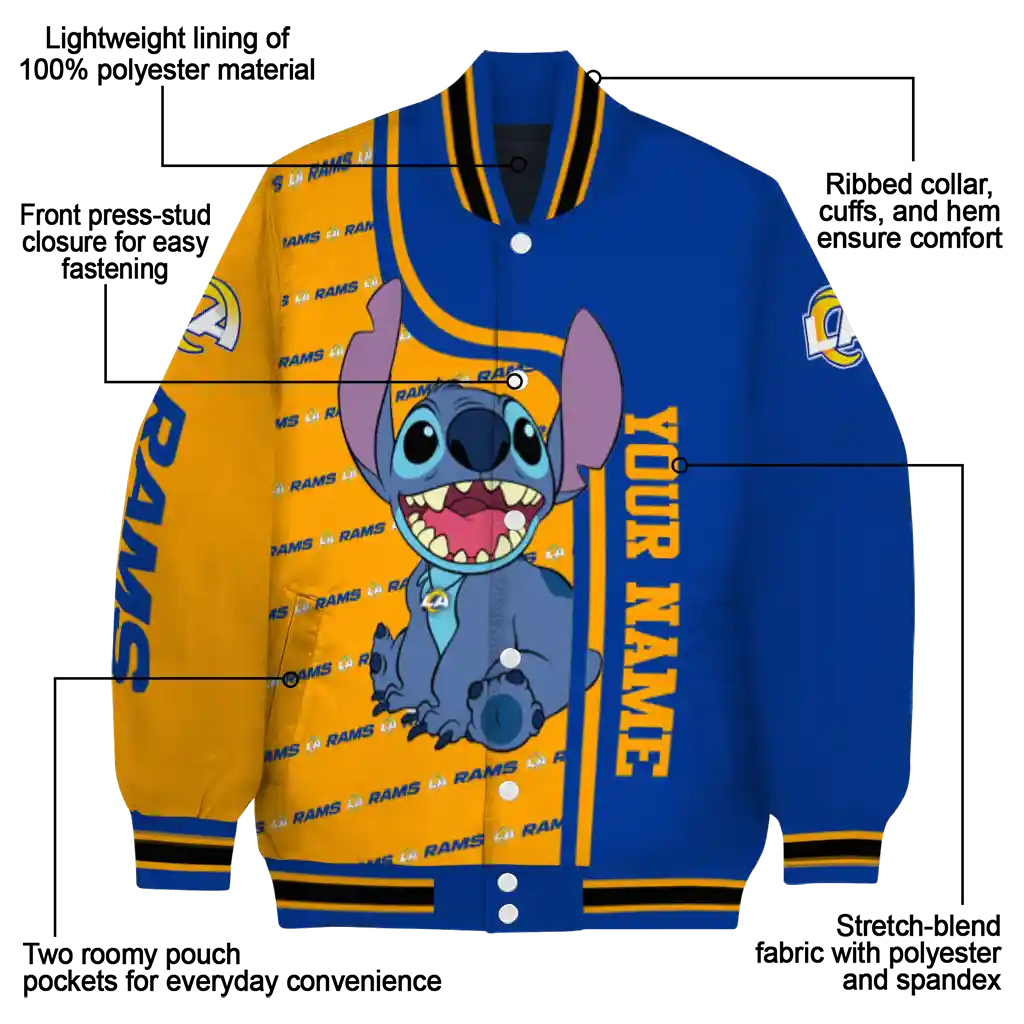personalized los angeles rams stitch laughing blue varsity jacket new arrival personalized los angeles rams stitch laughing blue varsity jacket new arrival