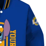 personalized los angeles rams stitch laughing blue varsity jacket best selling