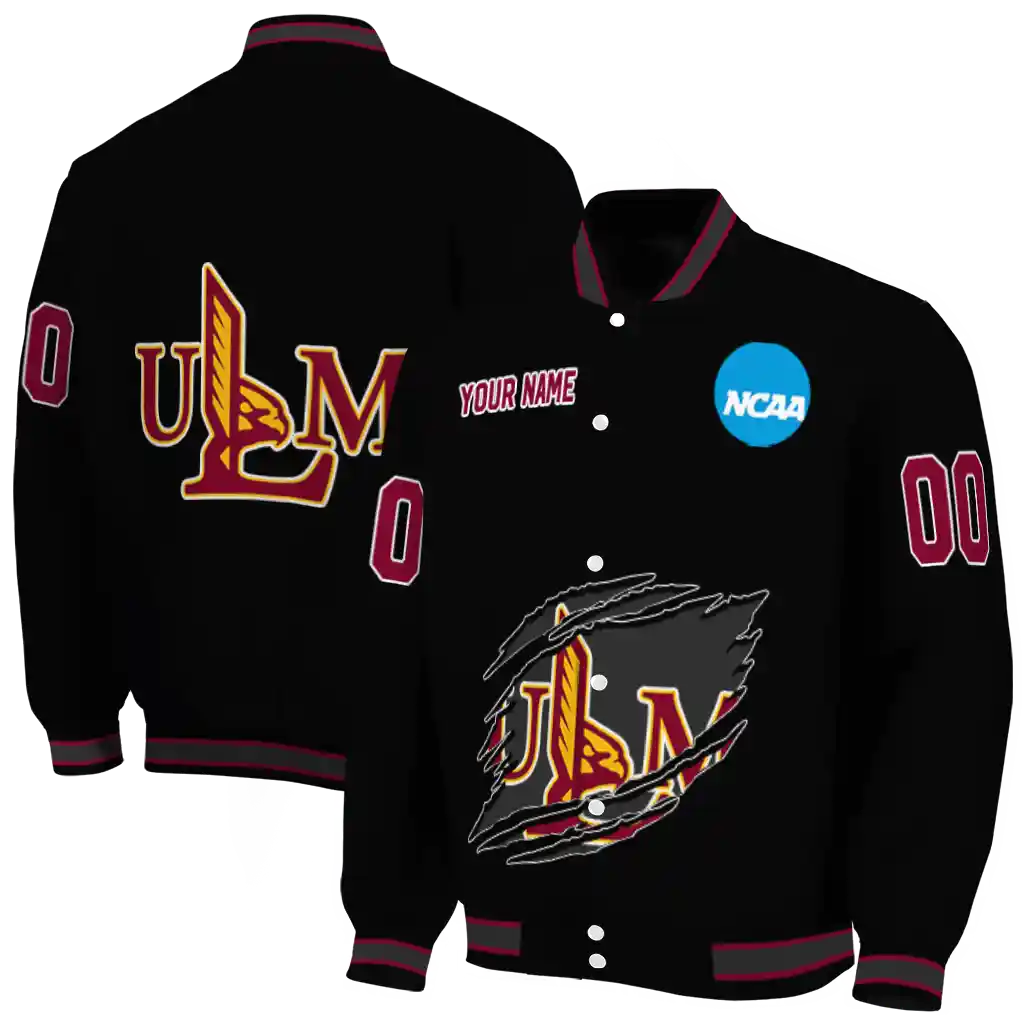 personalized louisiana monroe warhawks claw shred black varsity jacket fashion forward personalized louisiana monroe warhawks claw shred black varsity jacket fashion forward