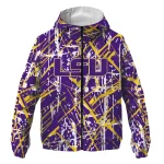 personalized lsu tigers brushstroke pattern purple windbreaker jacket best selling