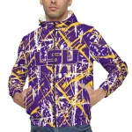 personalized lsu tigers brushstroke pattern purple windbreaker jacket best selling