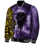 personalized lsu tigers skull cluster purple varsity jacket best selling