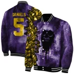 personalized lsu tigers skull cluster purple varsity jacket best selling