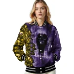 personalized lsu tigers skull cluster purple varsity jacket best selling