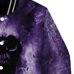 personalized lsu tigers skull cluster purple varsity jacket best selling