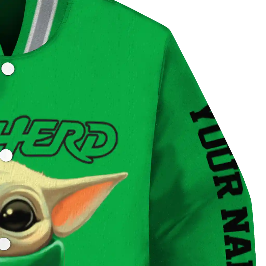 personalized marshall thundering herd adorable yoda green black varsity jacket premium grade personalized marshall thundering herd adorable yoda green black varsity jacket premium grade