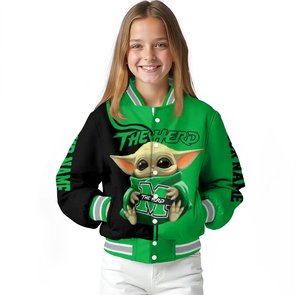 personalized marshall thundering herd adorable yoda green black varsity jacket top rated personalized marshall thundering herd adorable yoda green black varsity jacket top rated
