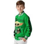 personalized marshall thundering herd adorable yoda green black varsity jacket best selling