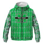 personalized marshall thundering herd lightning strike grid green windbreaker jacket best selling