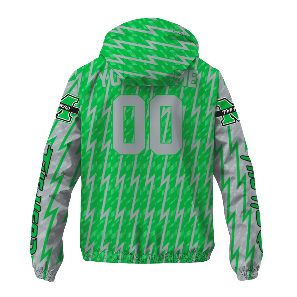 personalized marshall thundering herd lightning strike grid green windbreaker jacket fashion forward personalized marshall thundering herd lightning strike grid green windbreaker jacket fashion forward