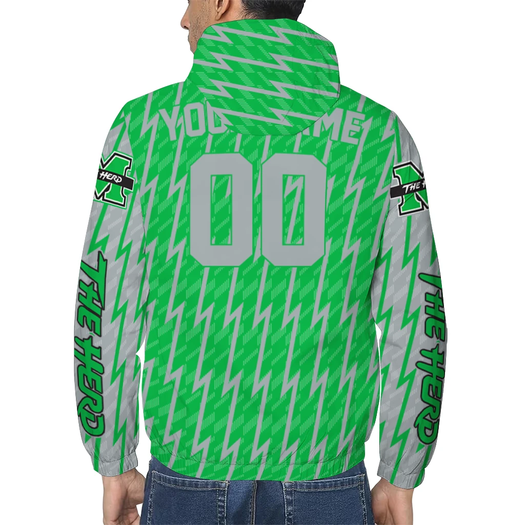 personalized marshall thundering herd lightning strike grid green windbreaker jacket trendy personalized marshall thundering herd lightning strike grid green windbreaker jacket trendy