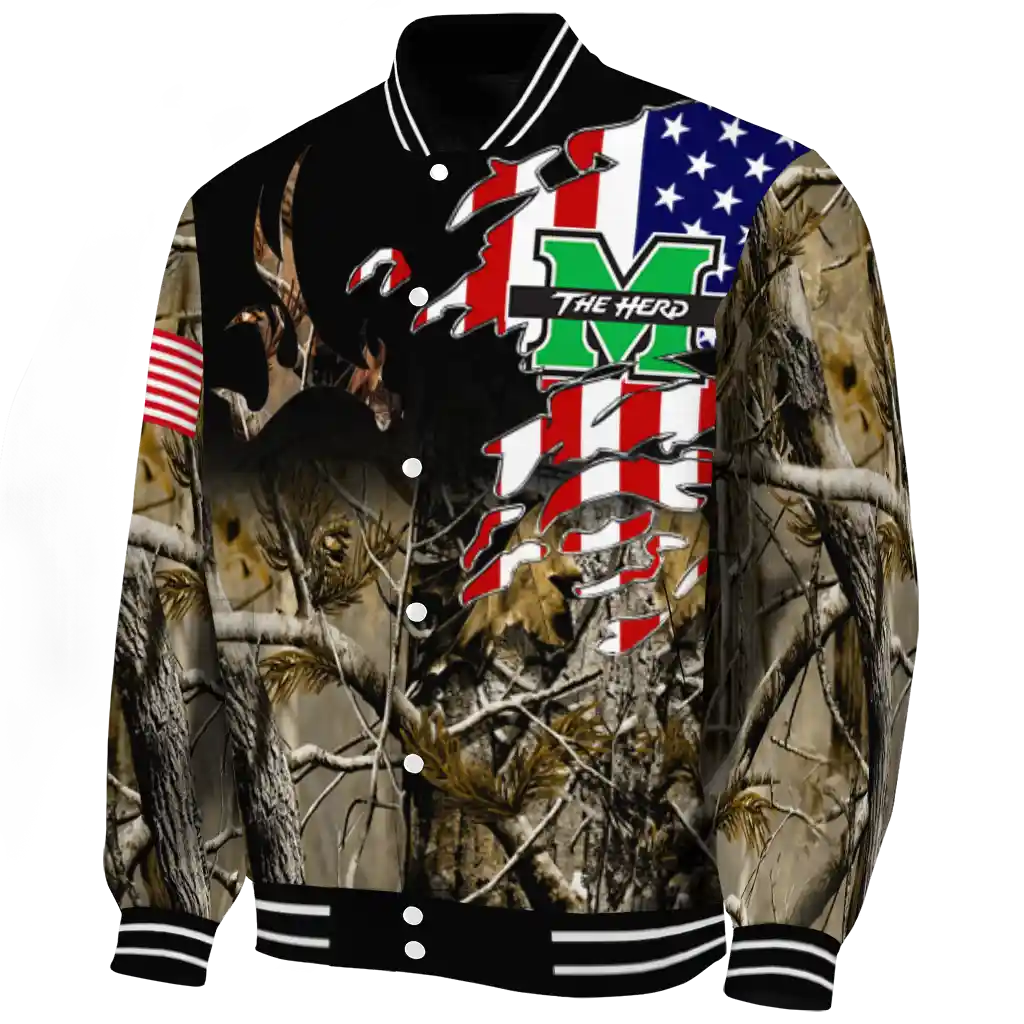 personalized marshall thundering herd patriot deer camouflage varsity jacket best selling personalized marshall thundering herd patriot deer camouflage varsity jacket best selling
