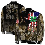 personalized marshall thundering herd patriot deer camouflage varsity jacket best selling