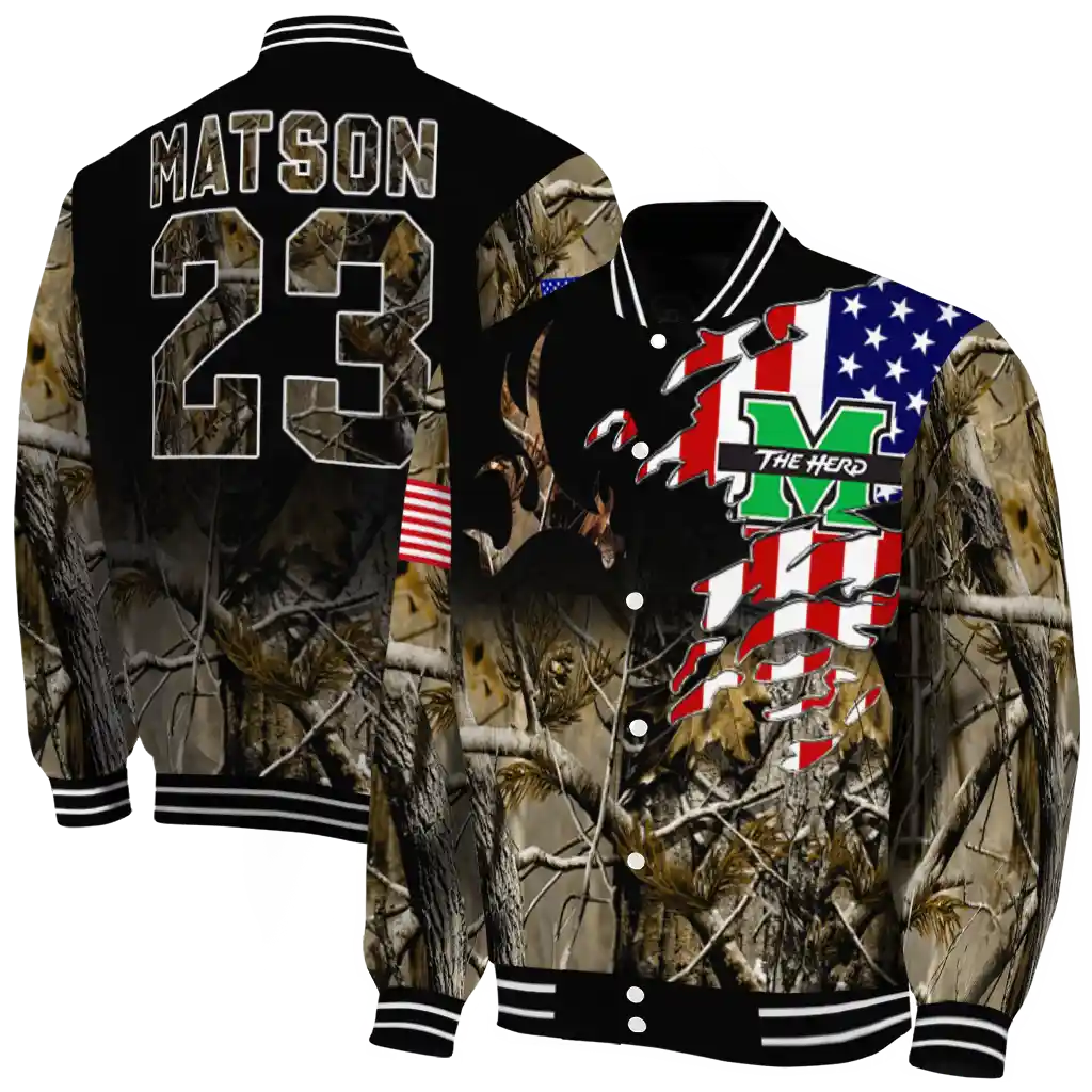 personalized marshall thundering herd patriot deer camouflage varsity jacket fashion forward personalized marshall thundering herd patriot deer camouflage varsity jacket fashion forward