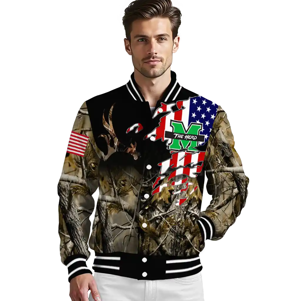 personalized marshall thundering herd patriot deer camouflage varsity jacket high quality personalized marshall thundering herd patriot deer camouflage varsity jacket high quality