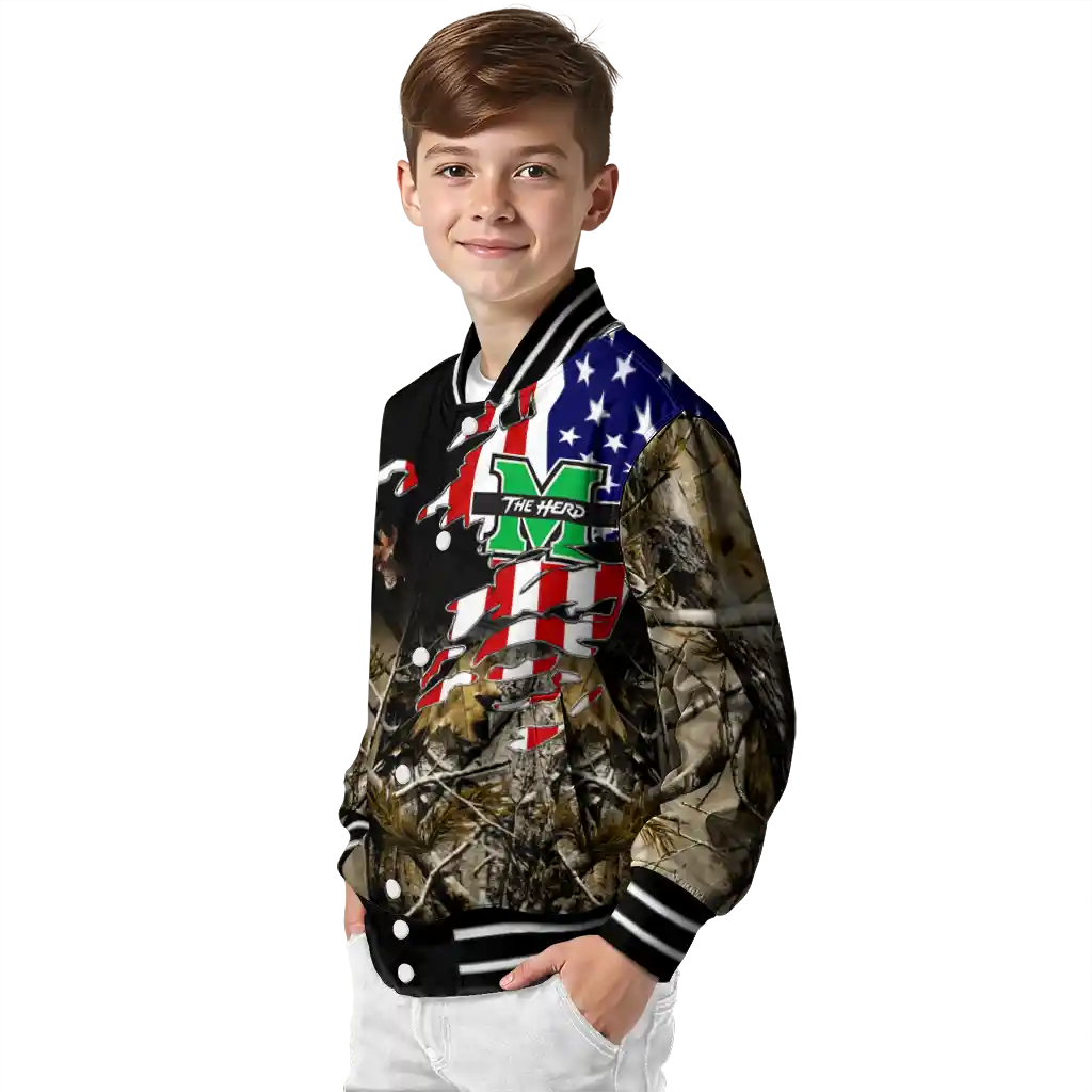 personalized marshall thundering herd patriot deer camouflage varsity jacket trendy personalized marshall thundering herd patriot deer camouflage varsity jacket trendy