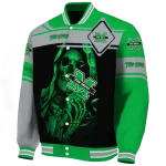 personalized marshall thundering herd reaper hands green black varsity jacket best selling
