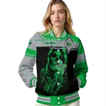 personalized marshall thundering herd reaper hands green black varsity jacket best selling