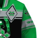 personalized marshall thundering herd reaper hands green black varsity jacket best selling